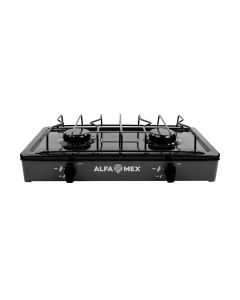 Alfamex Parrilla de gas 2 quemadores negro