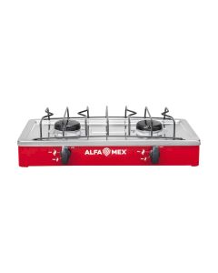 Parrilla De Gas Alfamex 2 Quemadores Roja 304