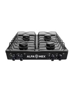 Alfamex Parrilla de gas 4 quemadores negro